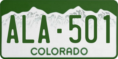 CO license plate ALA501