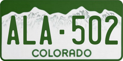 CO license plate ALA502