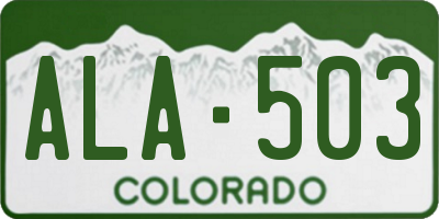 CO license plate ALA503