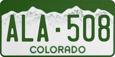 CO license plate ALA508