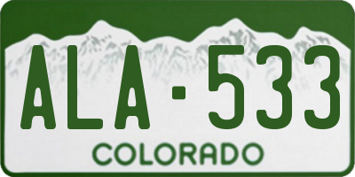 CO license plate ALA533