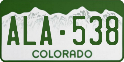 CO license plate ALA538