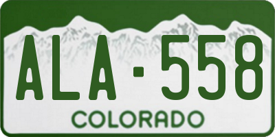 CO license plate ALA558