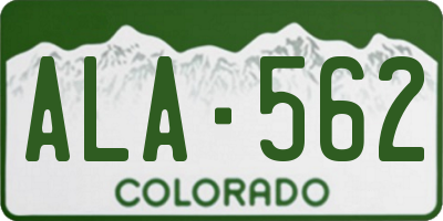 CO license plate ALA562