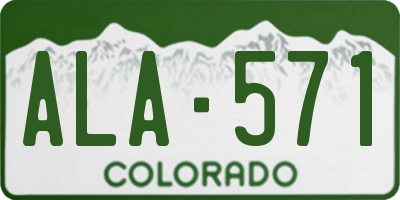 CO license plate ALA571
