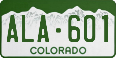 CO license plate ALA601
