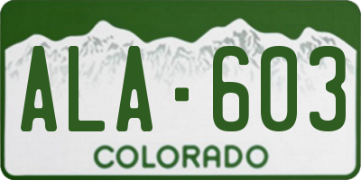 CO license plate ALA603