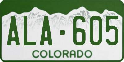 CO license plate ALA605