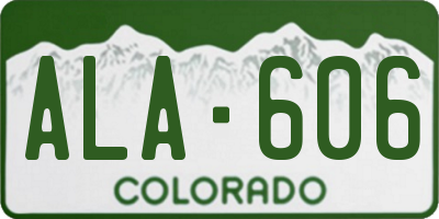 CO license plate ALA606
