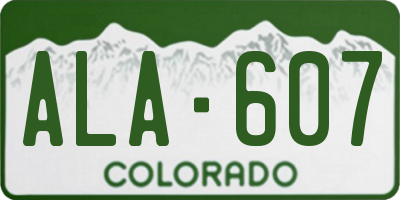CO license plate ALA607