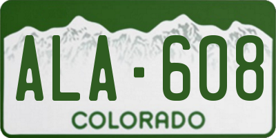 CO license plate ALA608