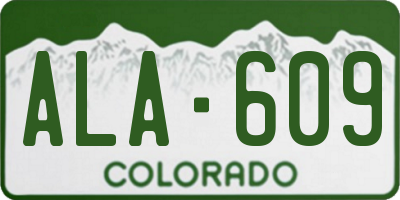 CO license plate ALA609