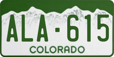 CO license plate ALA615