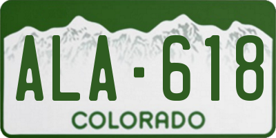 CO license plate ALA618
