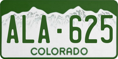 CO license plate ALA625