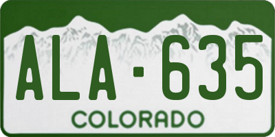 CO license plate ALA635