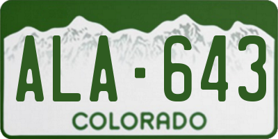 CO license plate ALA643