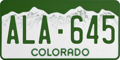CO license plate ALA645