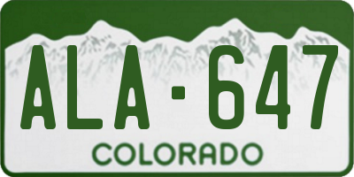CO license plate ALA647