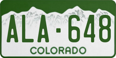 CO license plate ALA648