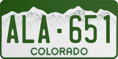 CO license plate ALA651