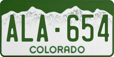 CO license plate ALA654