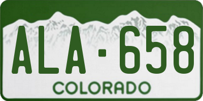 CO license plate ALA658
