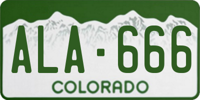 CO license plate ALA666
