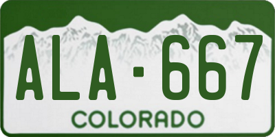 CO license plate ALA667