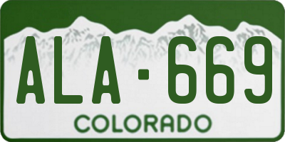 CO license plate ALA669