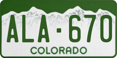 CO license plate ALA670