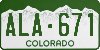 CO license plate ALA671