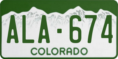 CO license plate ALA674