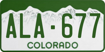 CO license plate ALA677