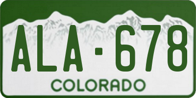 CO license plate ALA678