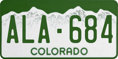 CO license plate ALA684