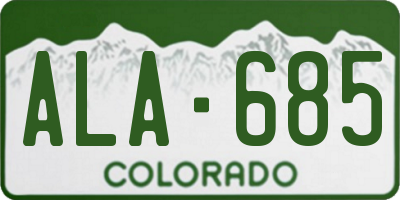 CO license plate ALA685