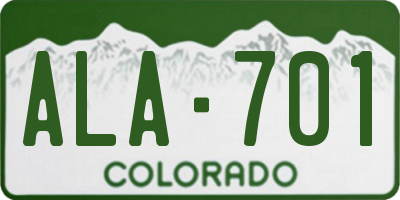 CO license plate ALA701