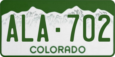 CO license plate ALA702