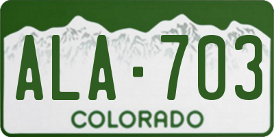 CO license plate ALA703