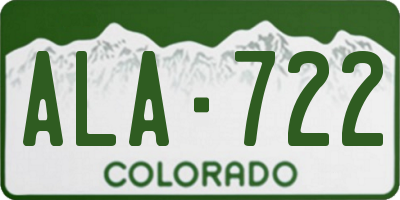 CO license plate ALA722