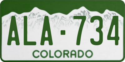 CO license plate ALA734
