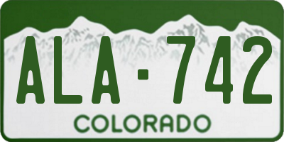 CO license plate ALA742