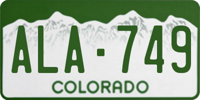 CO license plate ALA749