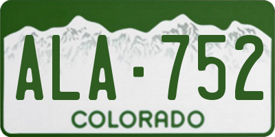 CO license plate ALA752
