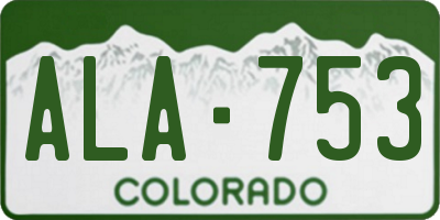 CO license plate ALA753