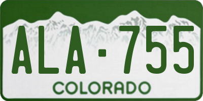 CO license plate ALA755