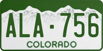 CO license plate ALA756