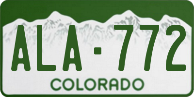 CO license plate ALA772