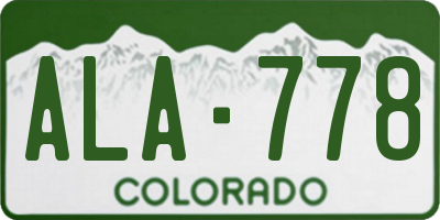 CO license plate ALA778